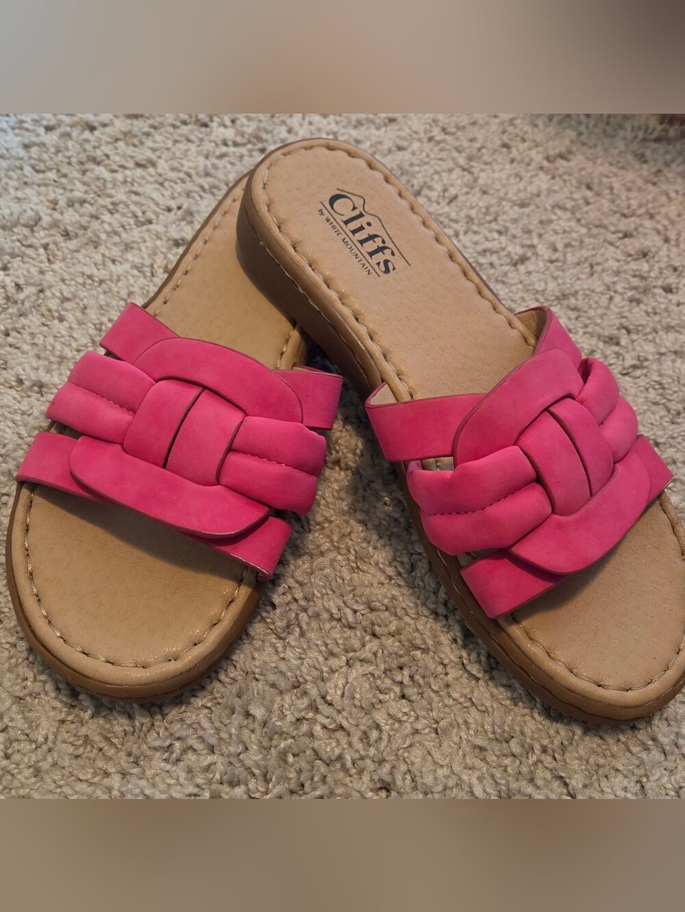 Cliffs by WHITE MOUNTAIN Bright Pink Braided Slide Sandals
